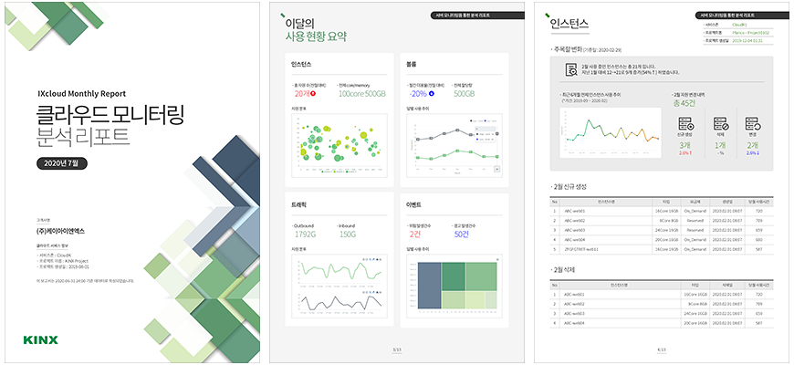 IXcloud™ 월간리포트 리포트 화면